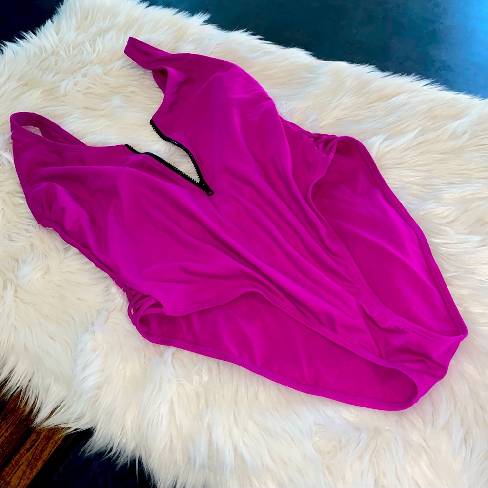 Zipped One Piece Swimsuit